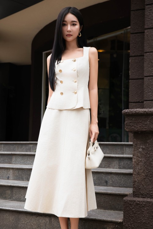 Sixdo Dark Cream Raw Waistcoat